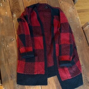 Lucky Brand Burgundy and Black Knit Sweater